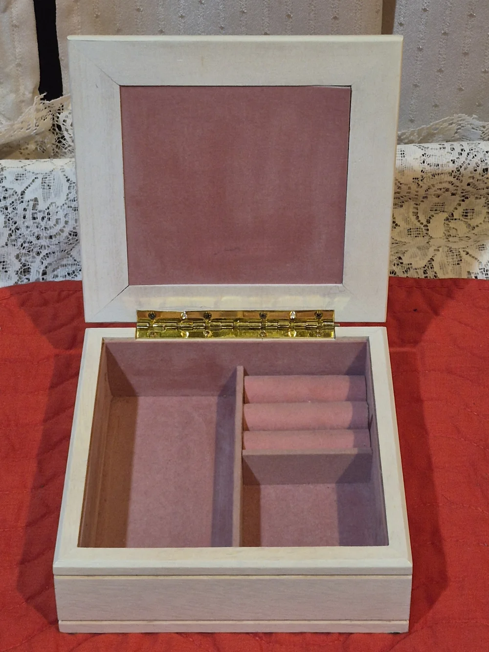 Cottagecore 6x6 Wooden Trinket Jewelry Box Floral Ceramic Art Tile